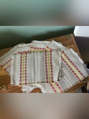 Vintage New Linen Cocktail Napkins Set of 6 Fringed 11x7 Inch Placemats